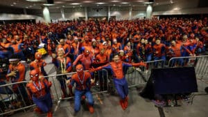 That's not Peter Parker, but Jazwares President Jeremy Padawer, leading the charge for this multiversal meetup! Photo Credit: Jason DeCrow/AP Content Services for Jazwares